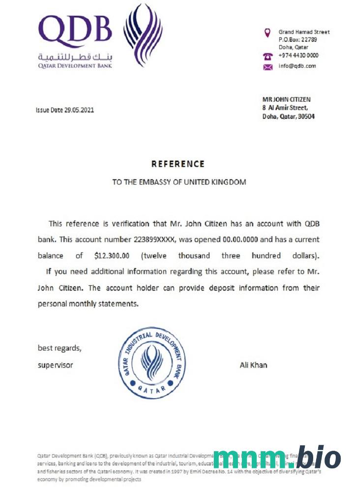 Przykład referencyjny Qatar Development bank w formatach Word i PDF